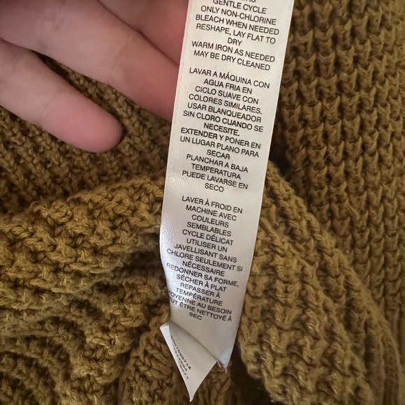 Chico’s Mustard Brown Textured Cowl-Neck Pullover Sweater - Picture 6 of 9